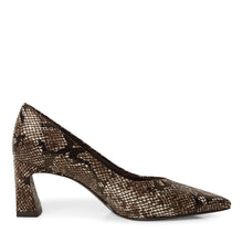 Load image into Gallery viewer, Tamaris Ladies Black / Natural Snake Print Smart Shoe - 22453 073
