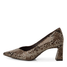Load image into Gallery viewer, Tamaris Ladies Black / Natural Snake Print Smart Shoe - 22453 073

