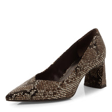 Load image into Gallery viewer, Tamaris Ladies Black / Natural Snake Print Smart Shoe - 22453 073
