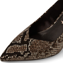 Load image into Gallery viewer, Tamaris Ladies Black / Natural Snake Print Smart Shoe - 22453 073
