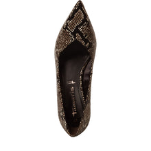Load image into Gallery viewer, Tamaris Ladies Black / Natural Snake Print Smart Shoe - 22453 073
