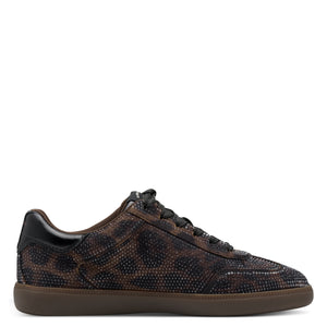 Tamaris Chocolate Leopard Sparkle Smart Laced Trainer - 23666 389