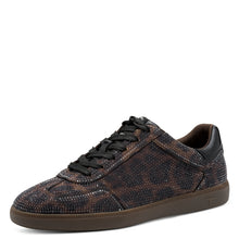Load image into Gallery viewer, Tamaris Chocolate Leopard Sparkle Smart Laced Trainer - 23666 389
