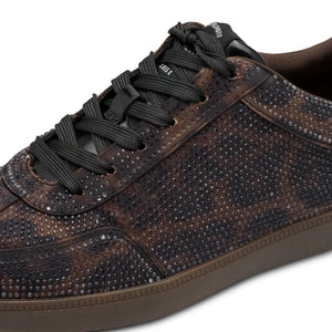 Tamaris Chocolate Leopard Sparkle Smart Laced Trainer - 23666 389