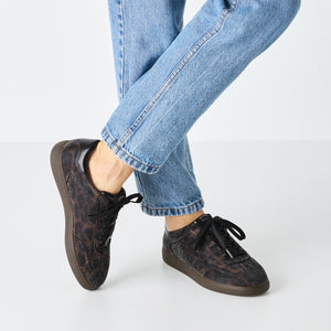 Tamaris Chocolate Leopard Sparkle Smart Laced Trainer - 23666 389