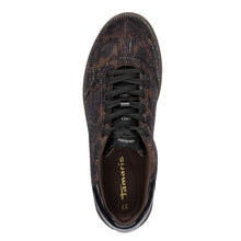 Load image into Gallery viewer, Tamaris Chocolate Leopard Sparkle Smart Laced Trainer - 23666 389
