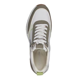 Tamaris Ladies Casual Wedge Shoe - Laced and Zip Fastening - White Sage and Soft Lime - 23721