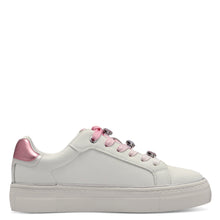 Load image into Gallery viewer, Tamaris Ladies White Trainer Style with Pink Accents - 23751
