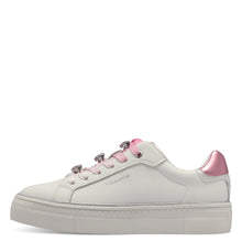 Load image into Gallery viewer, Tamaris Ladies White Trainer Style with Pink Accents - 23751
