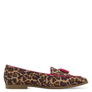 Tamaris Ladies Leopard Print Loafer with Pink Accents - 24221