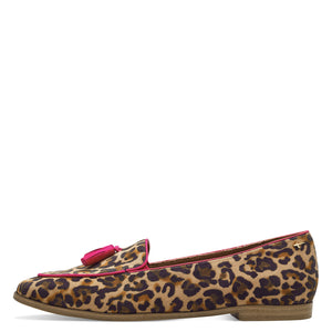 Tamaris Ladies Leopard Print Loafer with Pink Accents - 24221