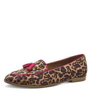 Tamaris Ladies Leopard Print Loafer with Pink Accents - 24221