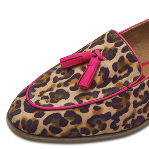 Tamaris Ladies Leopard Print Loafer with Pink Accents - 24221