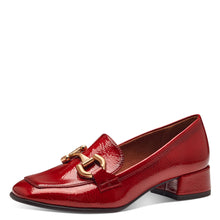 Load image into Gallery viewer, Tamaris Ladies Red Berry Patent Loafer with Gold Details - 24316
