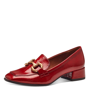 Tamaris Ladies Red Berry Patent Loafer with Gold Details - 24316