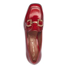 Load image into Gallery viewer, Tamaris Ladies Red Berry Patent Loafer with Gold Details - 24316
