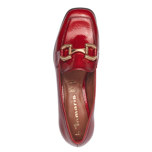 Tamaris Ladies Red Berry Patent Loafer with Gold Details - 24316