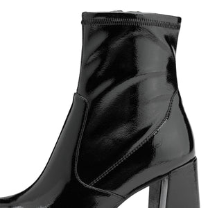 Tamaris Ladies Black Patent Heel Ankle Boot - 25357 018