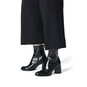 Tamaris Ladies Black Patent Heel Ankle Boot - 25357 018