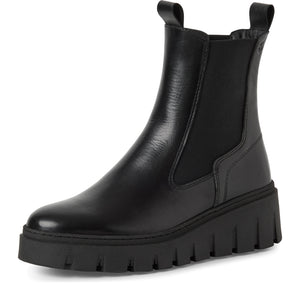 Tamaris Ladies Black Leather Pull On Boot - 25489 001