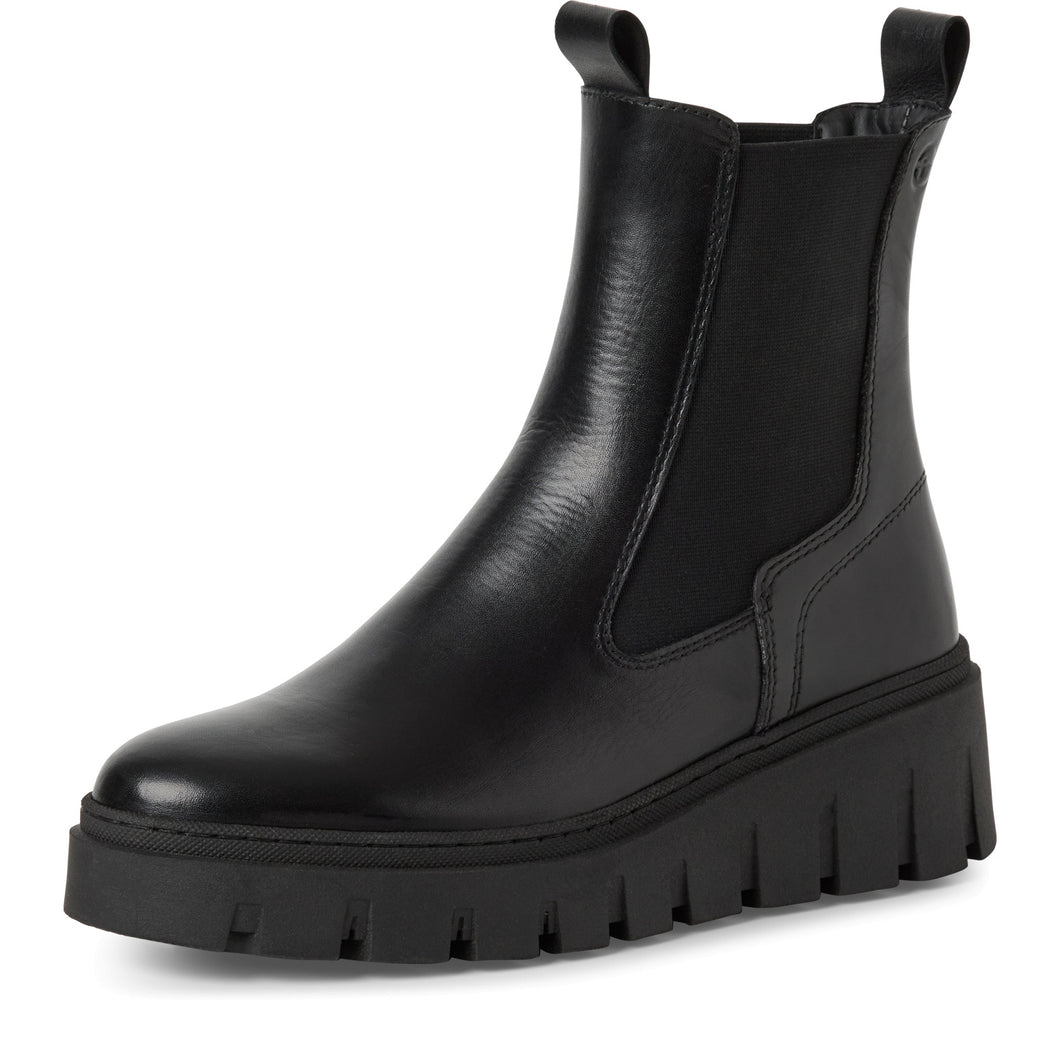 Tamaris Ladies Black Leather Pull On Boot - 25489 001