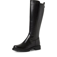 Load image into Gallery viewer, Tamaris Ladies Long Leg Black Boot with Stretch Panel - 25605
