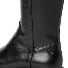 Load image into Gallery viewer, Tamaris Ladies Long Leg Black Boot with Stretch Panel - 25605
