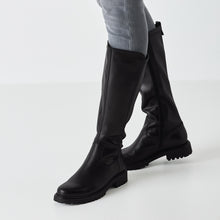 Load image into Gallery viewer, Tamaris Ladies Long Leg Black Boot with Stretch Panel - 25605
