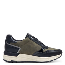 Load image into Gallery viewer, Marco Tozzi Black and Khaki Casual Shoe - Laced and Zip Fastening - 23735
