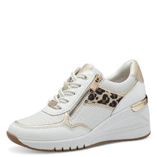 Load image into Gallery viewer, Marco TOZZI Ladies White Wedged Trainer - Laced and Zip Fastening - 23743
