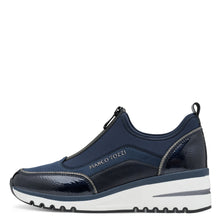 Load image into Gallery viewer, Marco Tozzi Ladies Navy Front Zip Casual Shoe = 24780 890
