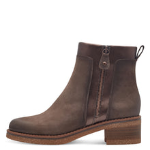 Load image into Gallery viewer, Marco Tozzi Ladies Chocolate Nubuck Ankle Boot - Zip Fastening - 25046
