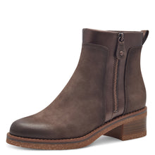 Load image into Gallery viewer, Marco Tozzi Ladies Chocolate Nubuck Ankle Boot - Zip Fastening - 25046
