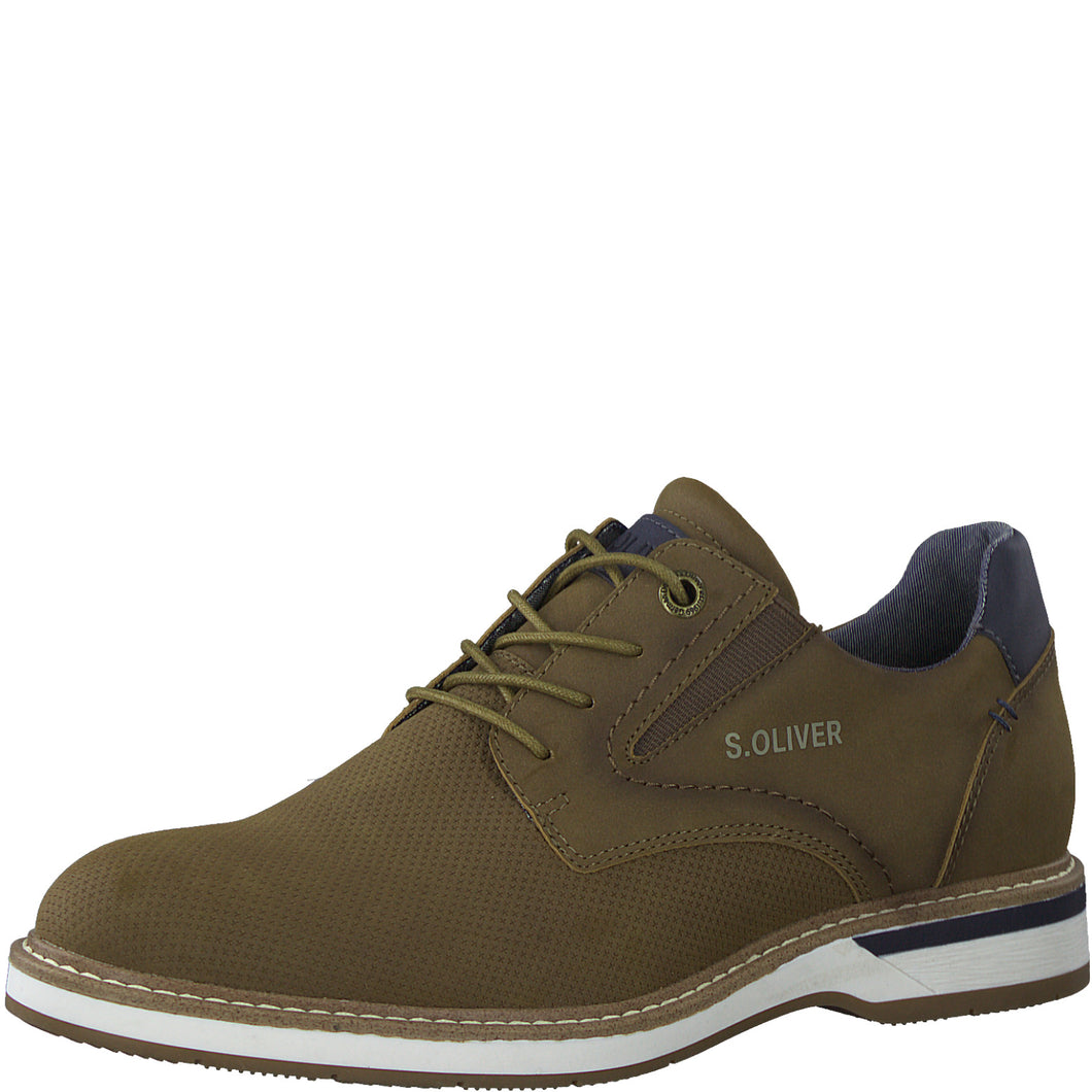 S Oliver Mens Laced Tan Shoe - 13201