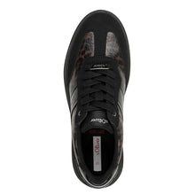 Load image into Gallery viewer, S Oliver Ladies Black Smart Laced Trainer - Leopard Panels - 23683
