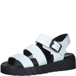 S Oliver Ladies White Chunk Sandal - Buckle Fastening - 28710