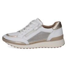 Load image into Gallery viewer, Caprice Ladies White and Gold Casual Shoe - Lace and Zip Fastening - 23701
