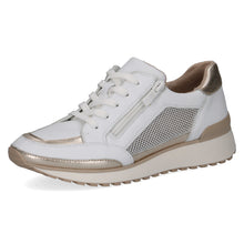 Load image into Gallery viewer, Caprice Ladies White and Gold Casual Shoe - Lace and Zip Fastening - 23701
