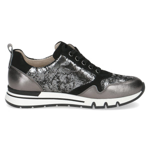 Caprice Ladies Grey Metallic Lace and Zip Shoe - 23757 288