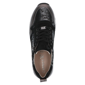 Caprice Ladies Grey Metallic Lace and Zip Shoe - 23757 288