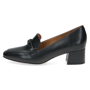 Caprice Ladies Navy Leather Loafer - Heel - 24300