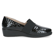 Load image into Gallery viewer, Caprice Ladies Slip on Black Croc Patent Shoe - 24351 014
