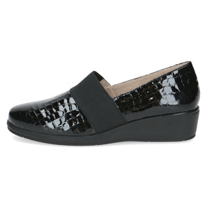 Caprice Ladies Slip on Black Croc Patent Shoe - 24351 014