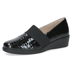 Caprice Ladies Slip on Black Croc Patent Shoe - 24351 014