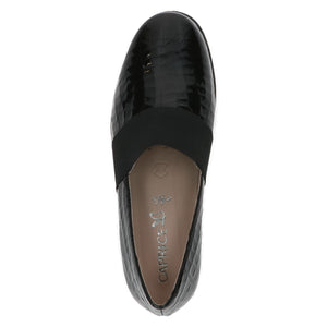 Caprice Ladies Slip on Black Croc Patent Shoe - 24351 014