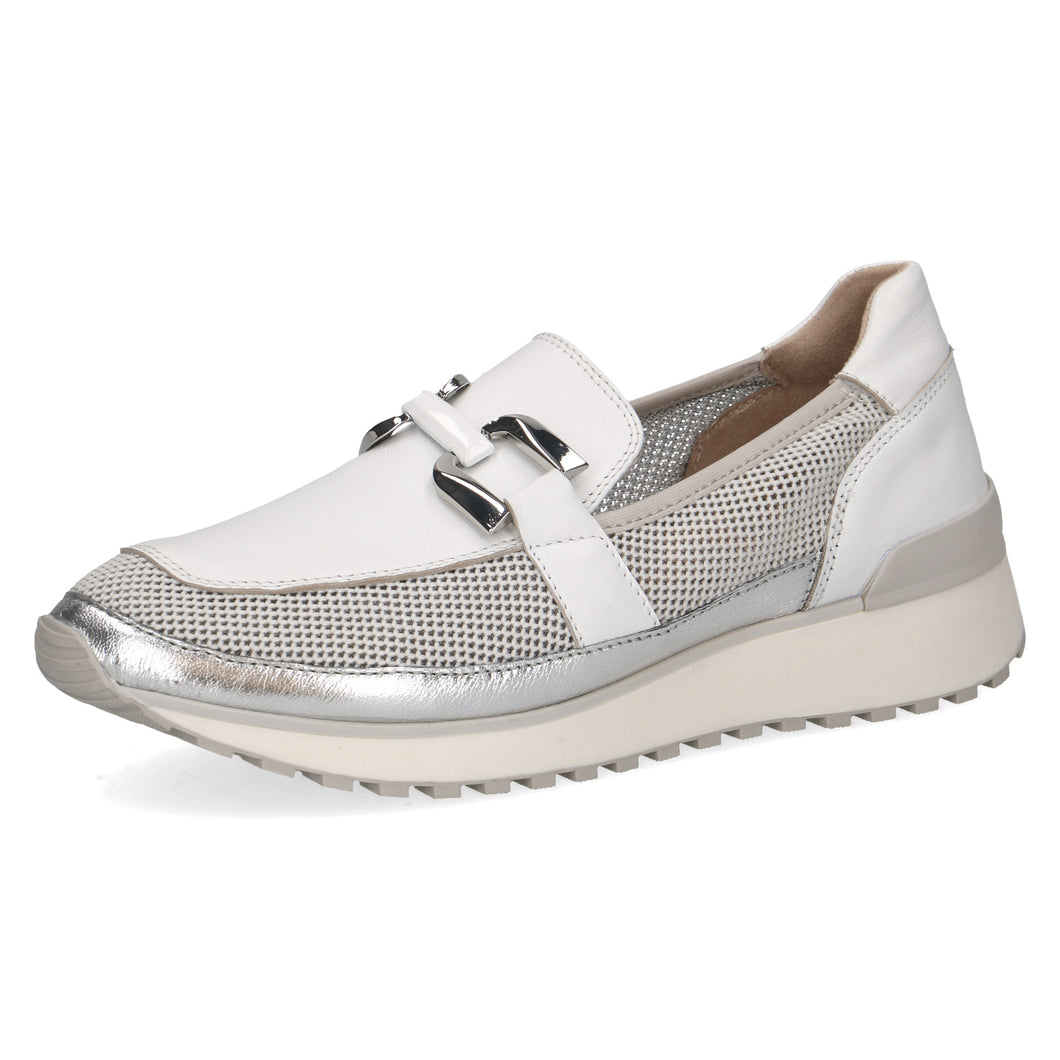 Caprice Ladies White / Silver Slip On Loafer - 24501