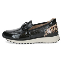 Load image into Gallery viewer, Caprice Ladies Black Patent Loafer with Leopard Detail - 24700
