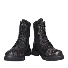 Load image into Gallery viewer, Remonte Ladies Black Tan Leopard Ankle Boot - Laced and Zip Fastening - D1W72
