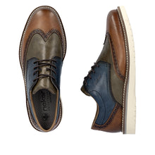 Load image into Gallery viewer, Rieker Mens Laced Smart Shoe - Tan Khaki and Navy - 04504 90
