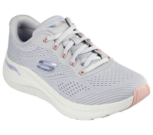 Skechers Ladies Light Grey Arch Fit Laced Trainer - Big League